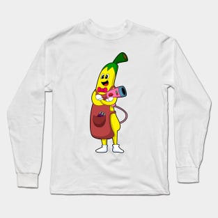 Banana as Hairdresser with Hair dryer Long Sleeve T-Shirt